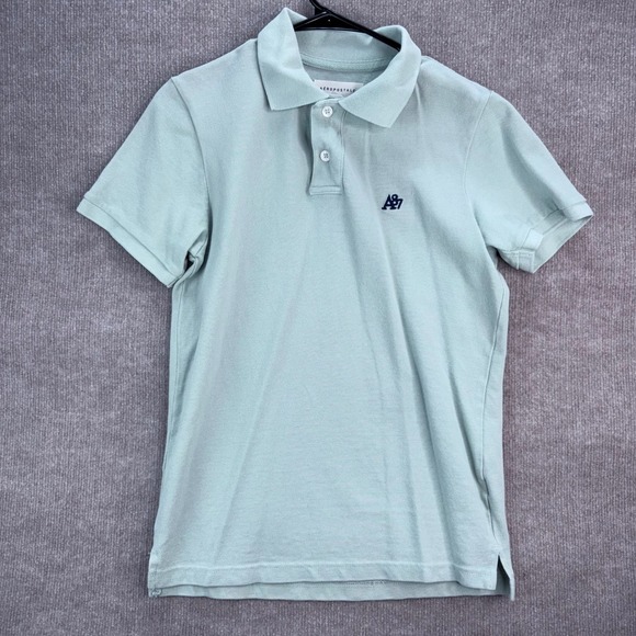Aeropostale Mens Short Sleeve Bundle Polo Shirt Blue Red Mint Green Sz S Cotton - Picture 4 of 7